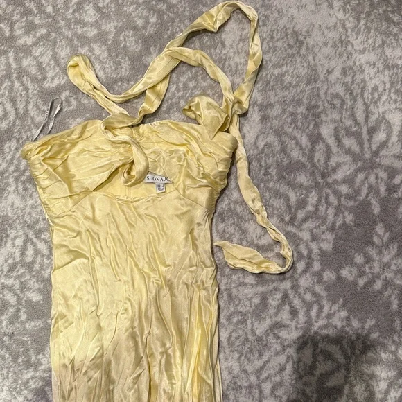 Shona Joy La Lune Ruched Halter Maxi Dress in Lemon - nationalbodyline.in